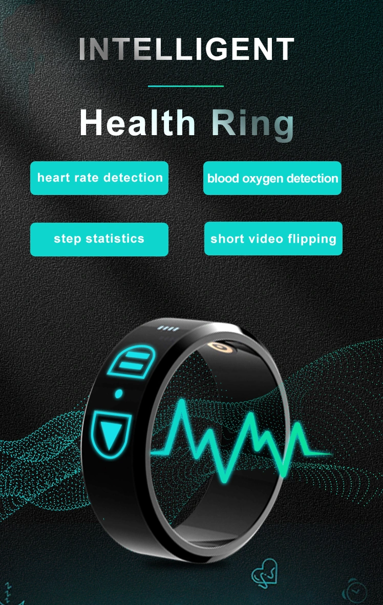 Ipx8 Waterproof Fitness Tracker Health Monitor Heart Rate Blood Oxygen APP Control Smart Ring