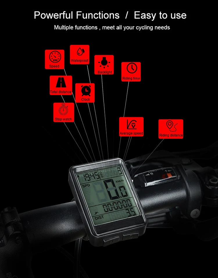 Bicycle Odometer Waterproof Cycle Bike Computer with LCD Display Digital Stopwatch