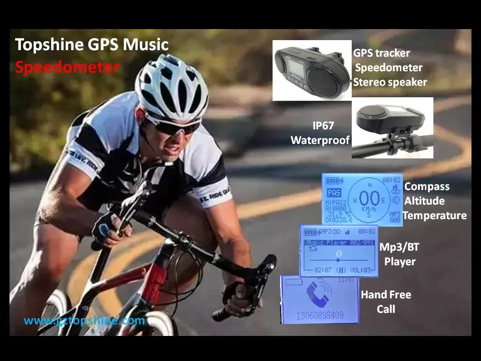 Latest Waterproof E-Bike Computer with GPS Tracker Stereo Speaker Odometer