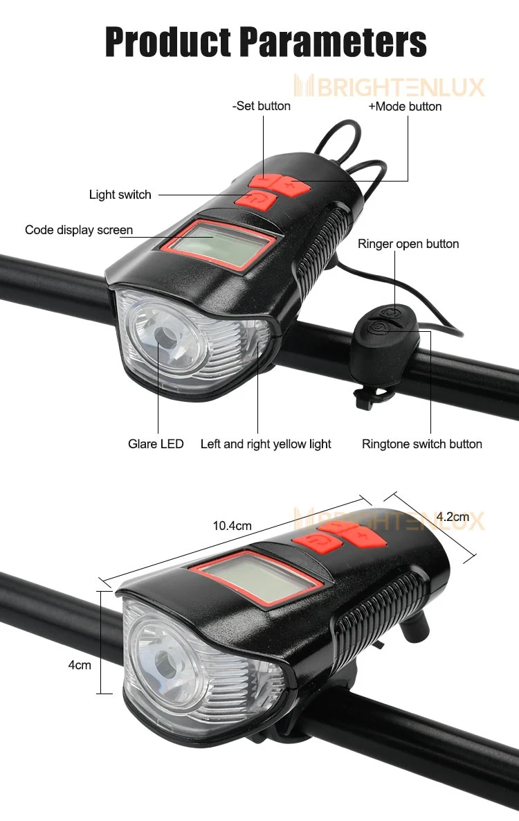 Brightenlux Bicycle Light Manufacturer Wholsale USB Rechargeable Front Bike Light with Bell Horn