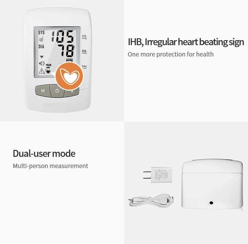 Home Care Heart Rate Tonometer Digital Talking Arm Type Bp Monitor with Multilanguage Voice Broadcast Optional